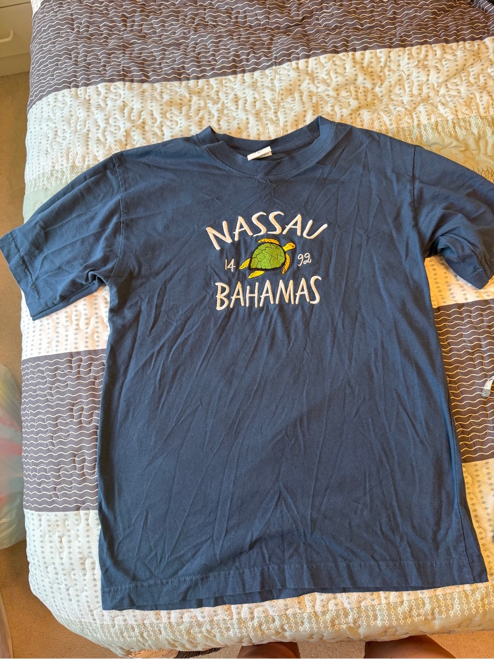 Nassau Bahamas Navy Short Sleeve Graphic Tee - Turtle Design